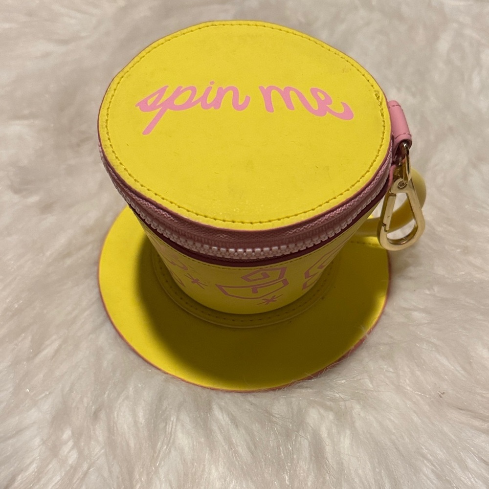 Disney Parks Alice in Wonderland Spin Me Teacup Yellow and Pink Coin Pouch